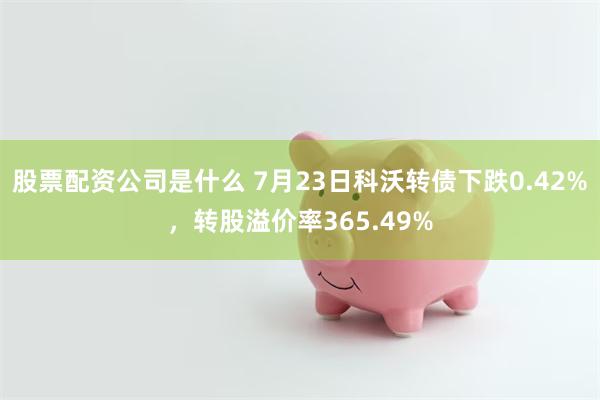 股票配资公司是什么 7月23日科沃转债下跌0.42%，转股溢价率365.49%