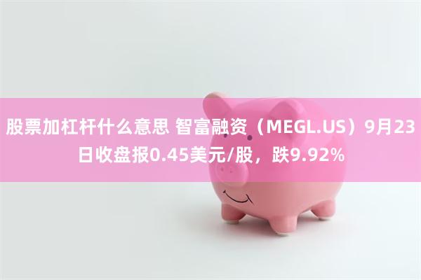 股票加杠杆什么意思 智富融资（MEGL.US）9月23日收盘报0.45美元/股，跌9.92%